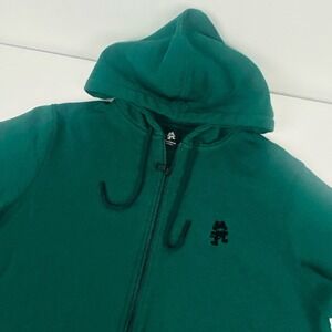 Monstercat Hoodie Full Zip Green Black Logo Men's Medium 100% Cotton